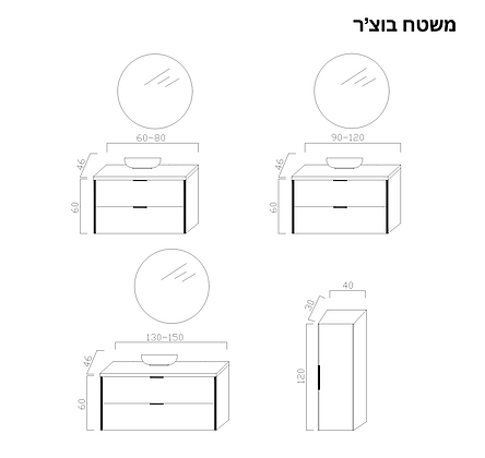 מידות ארון אמבטיה כפרי דגם מנצסטר