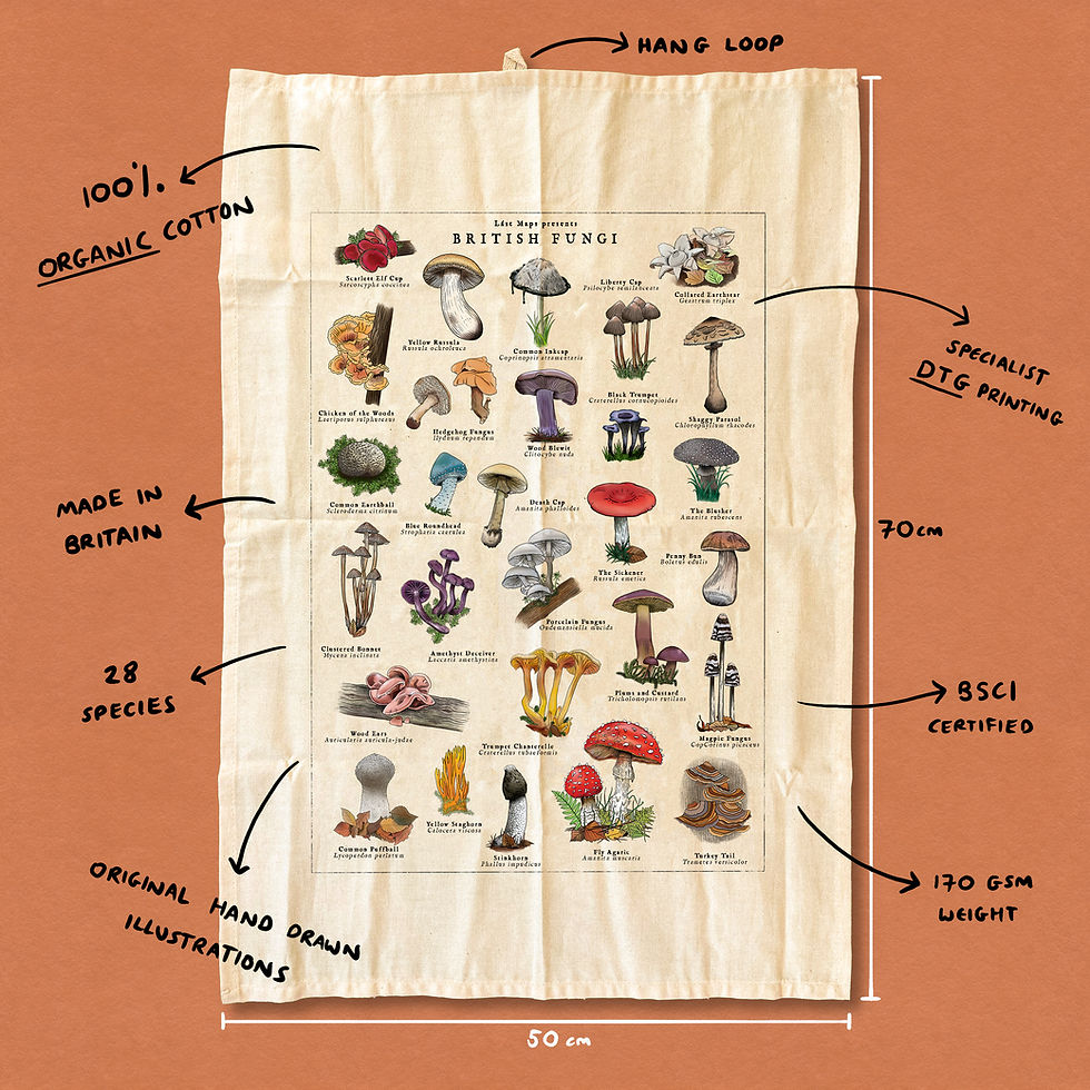 Thumbnail: Mushroom Art Organic Tea Towel