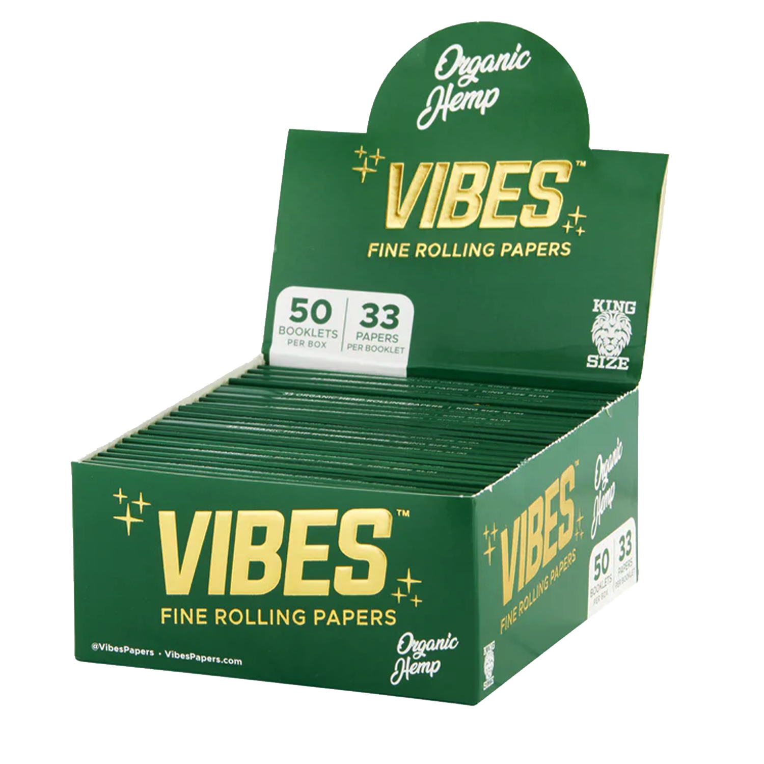 Vibes Cone Organic Hemp Paper King Size - Green