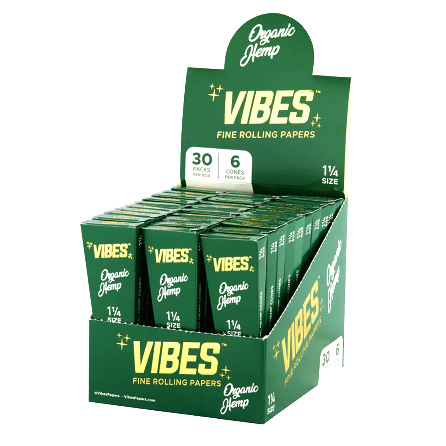 Vibes Cone Organic Hemp - 1 1/4 - Green