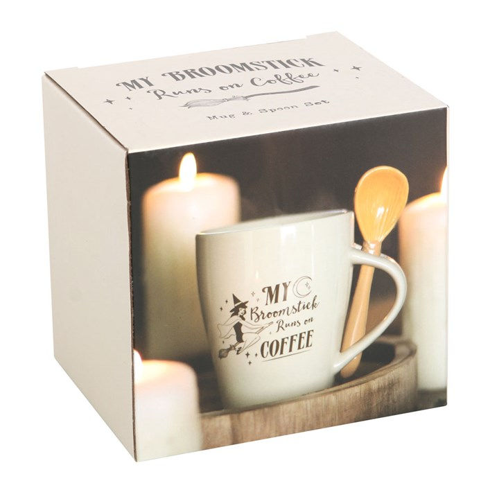 Thumbnail: My Broomstick Runs on Coffee Mug and Spoon Set