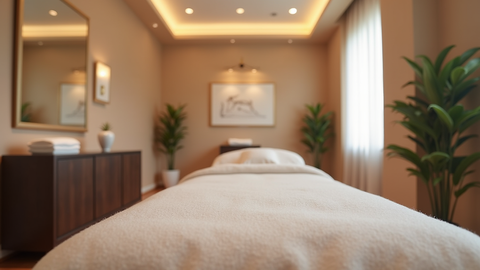 Eye-level view of a luxury salon treatment room prepared for waxing