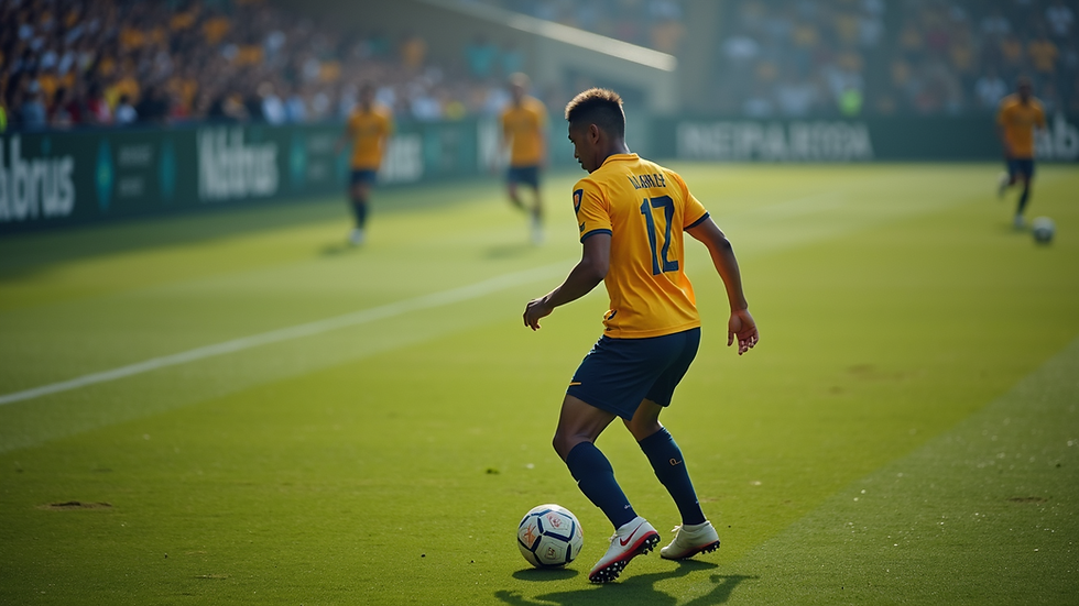 High angle view of a soccer player performing agility drills on the field