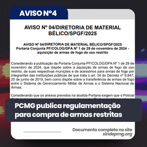 PCMG publica regulamentação para compra de armas restritas
