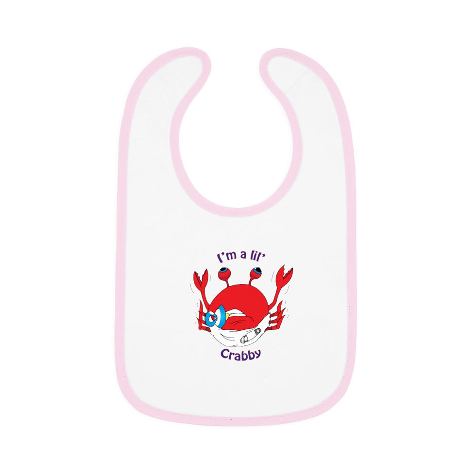 LiL Craby Baby Girl Contrast Trim Jersey Bib