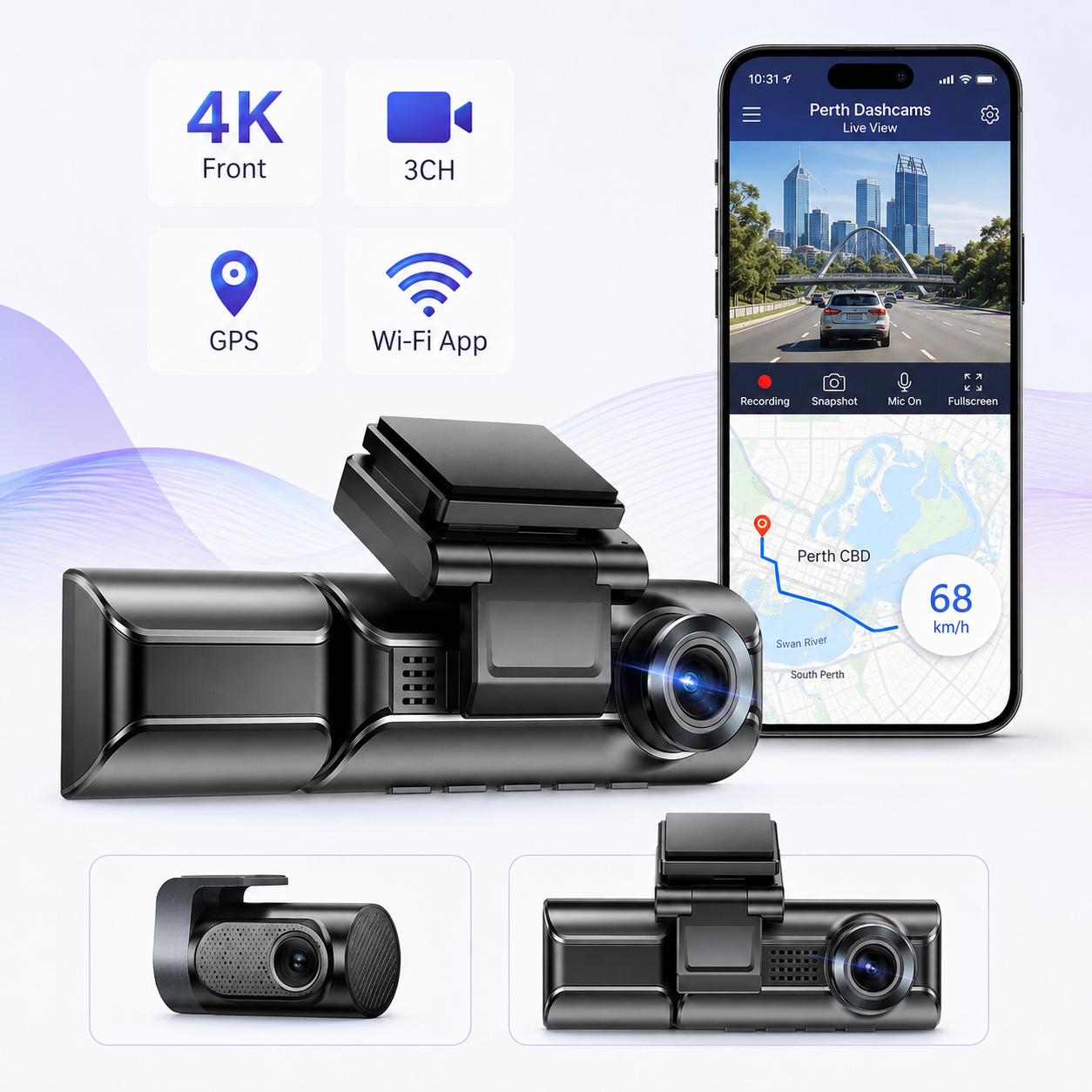 PDC Premium 4K+1K Front & Rear dashcam — supplied and installed in Brisbane