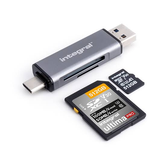 Dual USB-A and USB-C micro SD card reader
