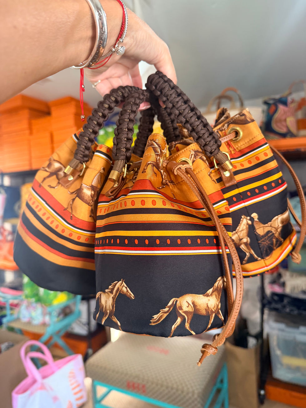 Thumbnail: The Equestrian  Petite Bucket  in Tan leather - cross-body bag