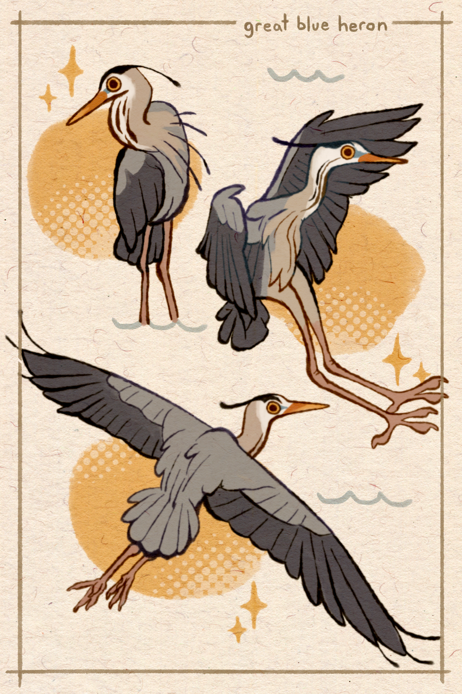 Blue Herons - Giclee Mini Print