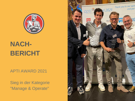 Milan Zahradnik mit dem APTI Award 2021 und den Juroren der Kategorie „Manage and Operate“