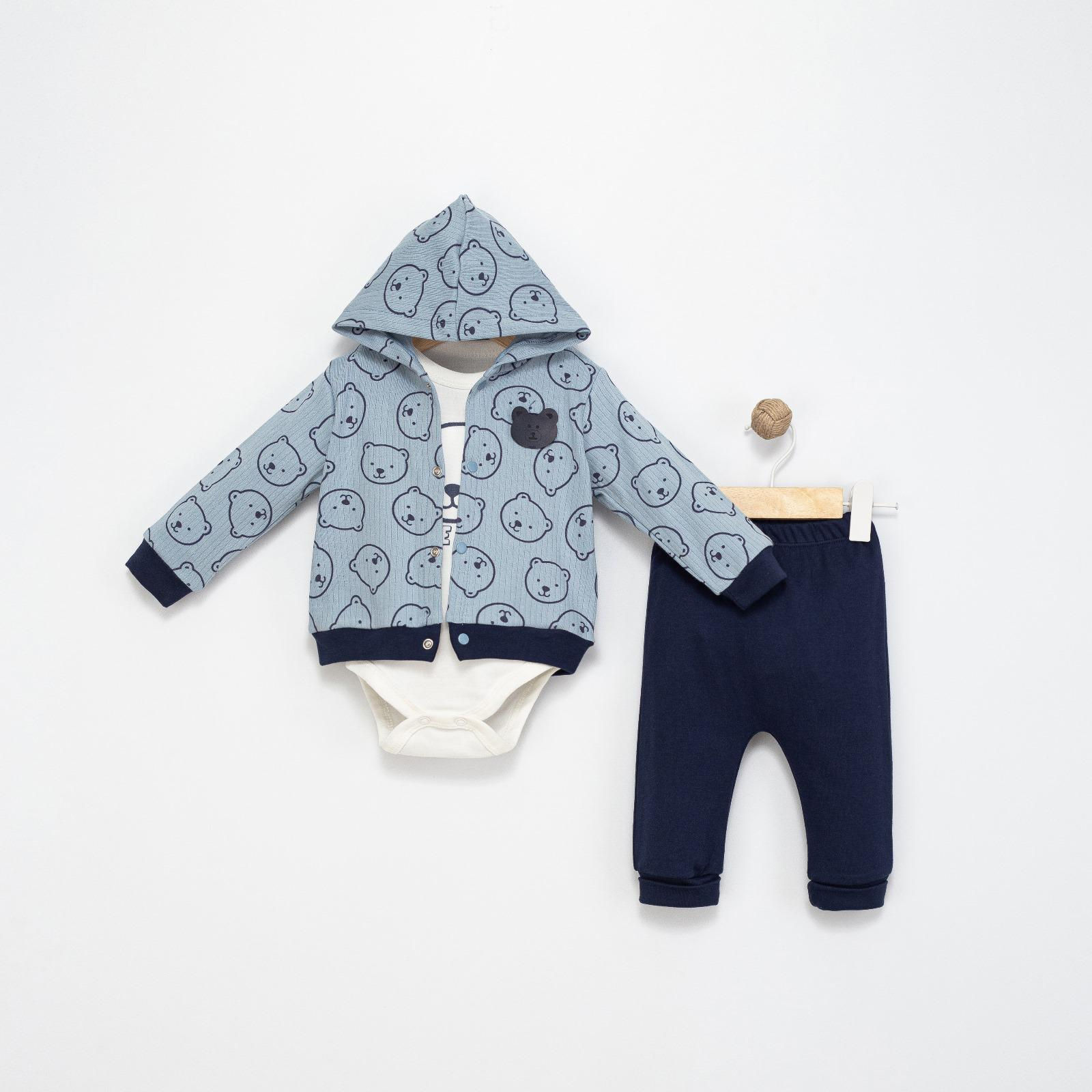 6026- Ayıcıklı hırkalı bebek takım