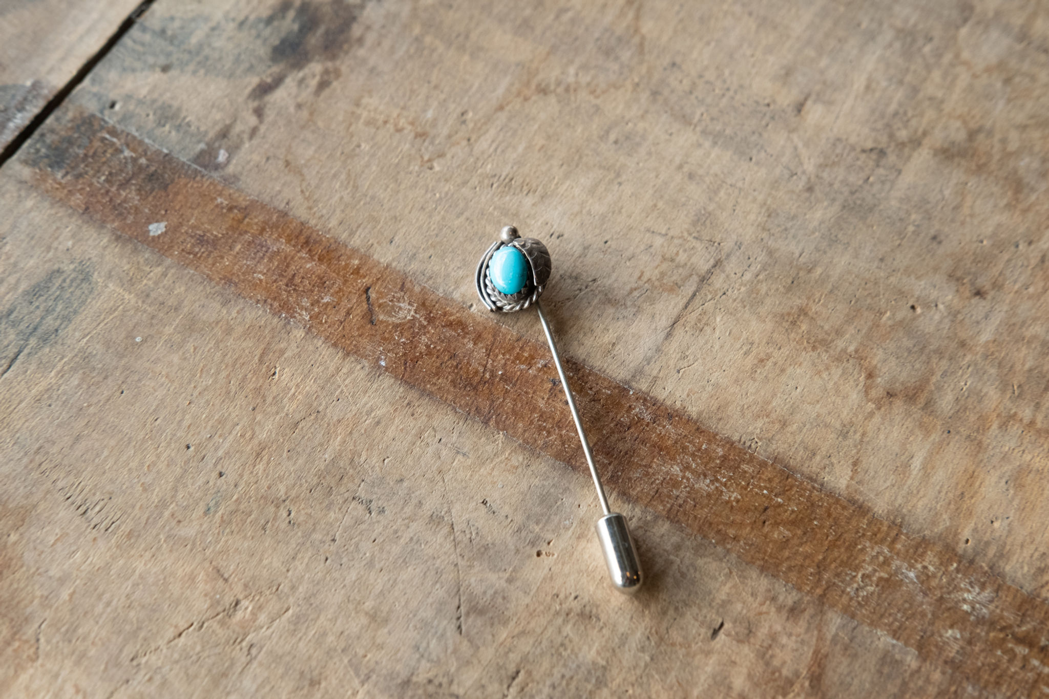 Vintage silver & turquoise stick pin