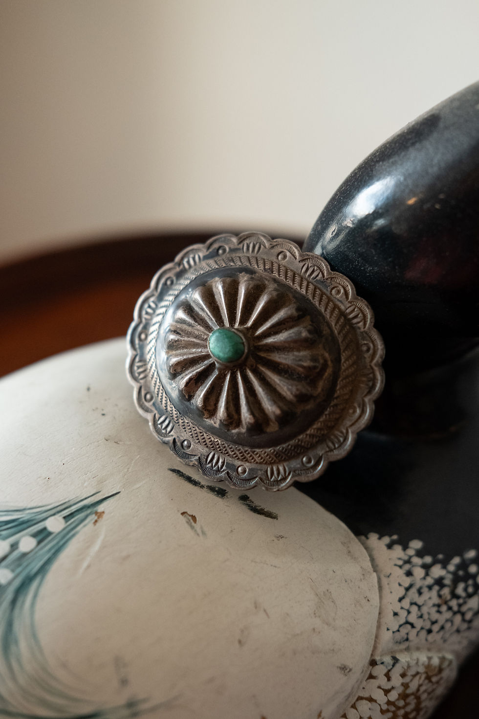 Thumbnail: Vintage Sterling Silver and Turquoise Concho Pin
