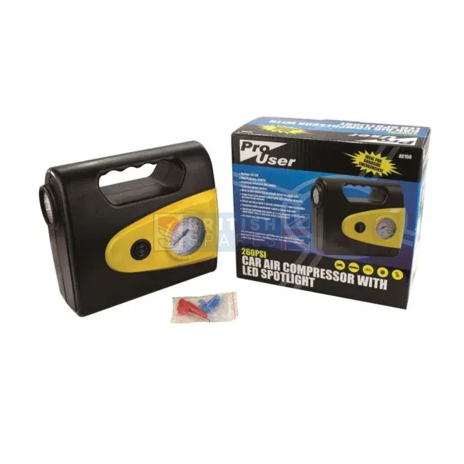 Pro User 260Psi Car Air Compressor With Led Spotlight