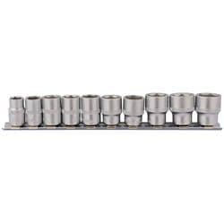 Draper 16400 Square Drive Socket 10 Pieces Set on Metal Rail, 3/8" Length