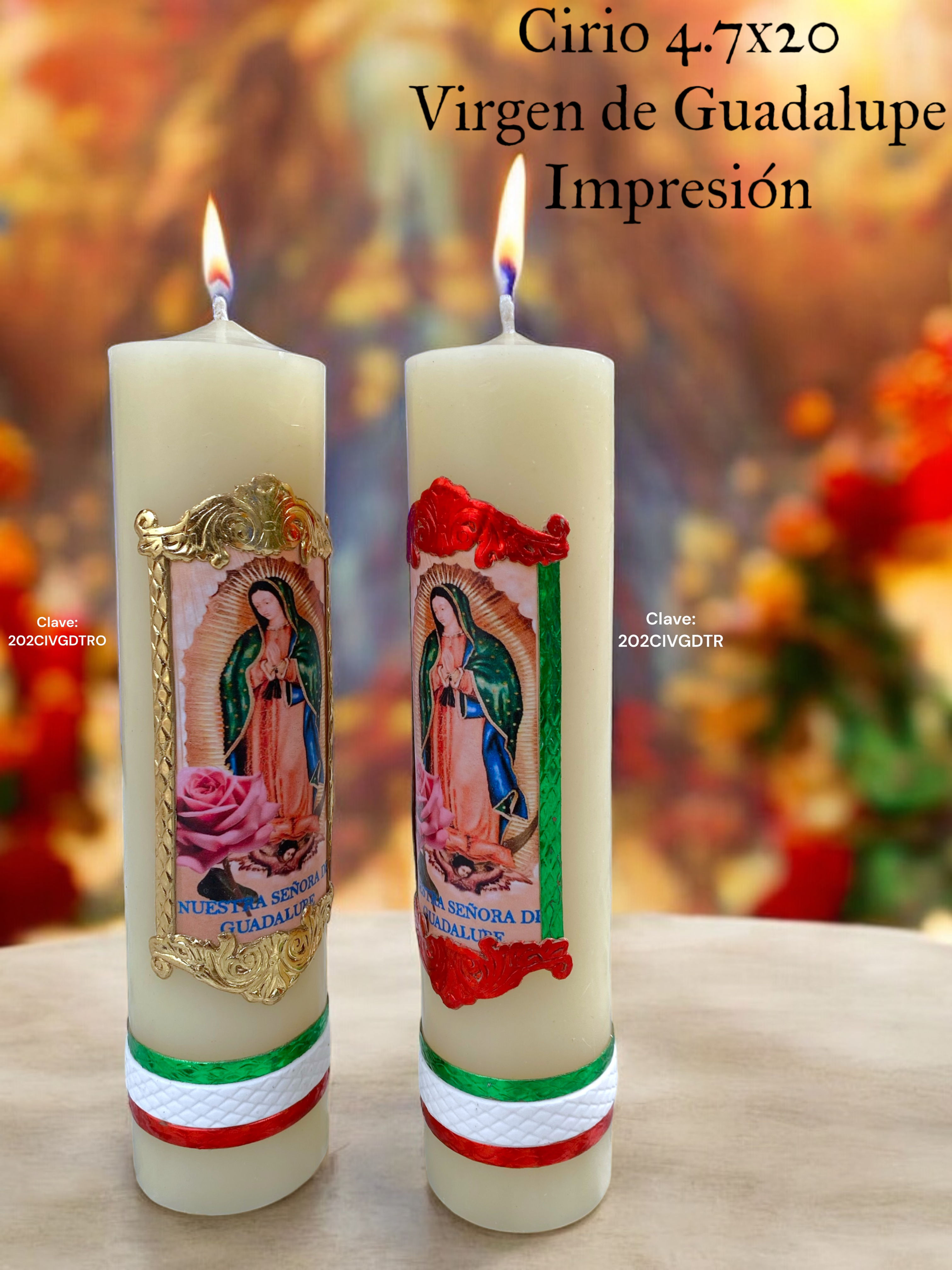 Cirio conmemorativo Virgen de virgen de guadalupe