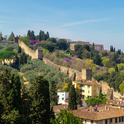 Rolling hills of Tuscany in spring shoulder season with vineyards and countryside views