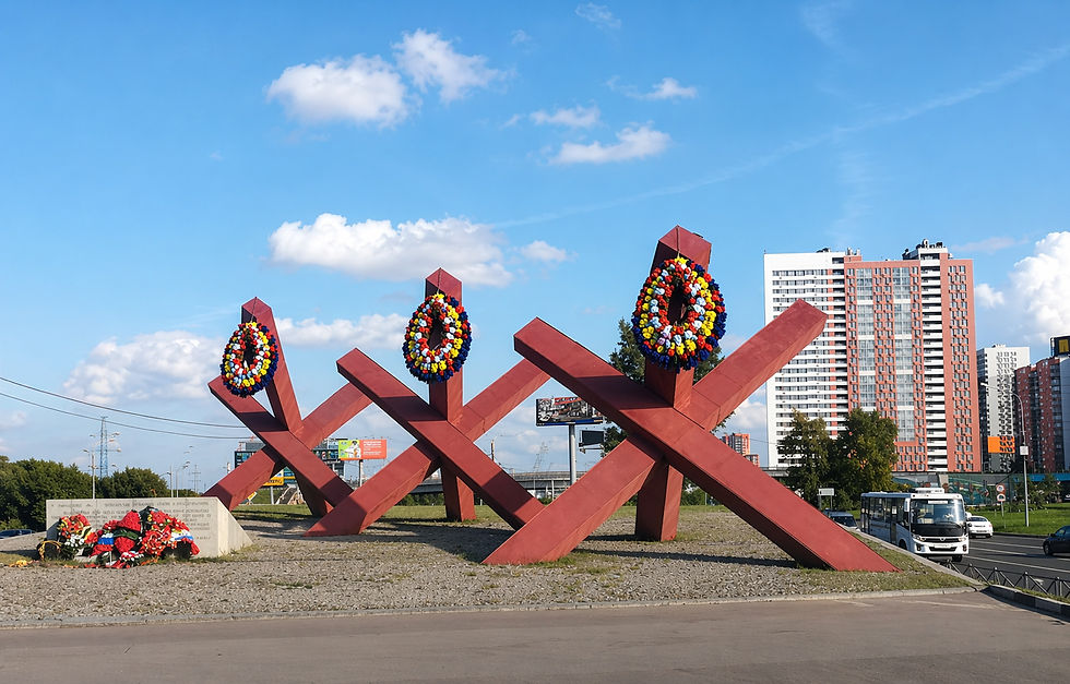 Tank trap memorial outside Moscow