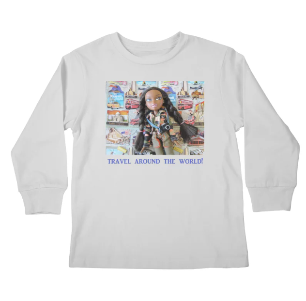 Thumbnail: World Travel Kid's Long Sleeve Tee Shirt in gray