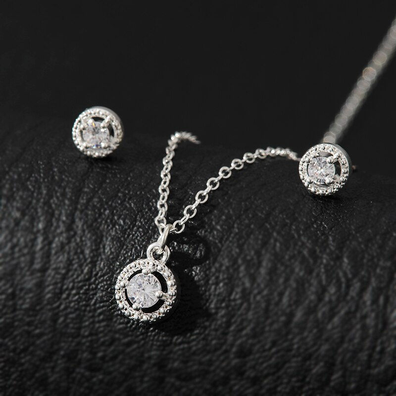 Thumbnail: 4pcs Jewelry Set Necklace Ring Earrings Female Models Light Luxury Style Brass W