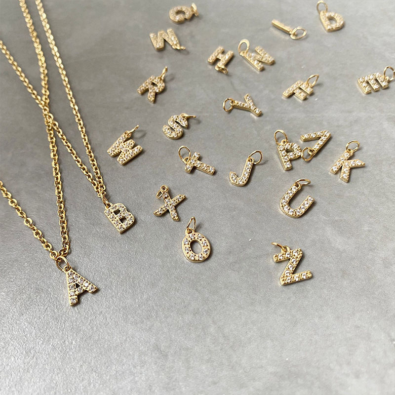 Viral Initial Necklace – Gold Bubble Letter Pendant