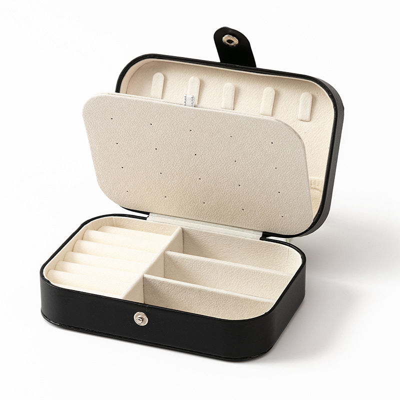 Thumbnail: Portable Multi-Compartment Jewelry Box with Velvet Lining - Travel-Friendly Pink