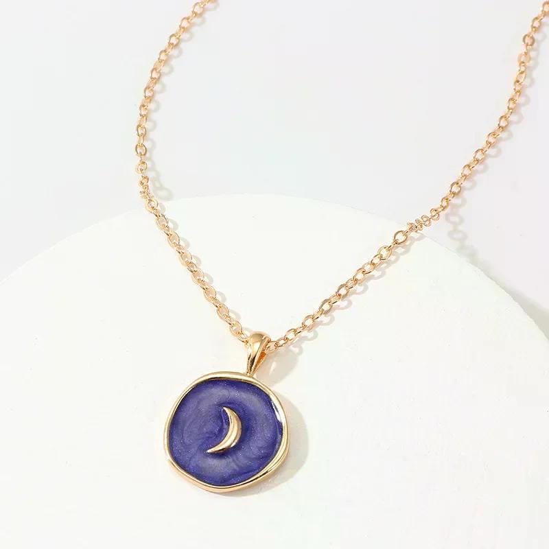 Thumbnail: Bohemian Geometric Irregular Enamel Necklace  for Women Colorful Moon Star Penda