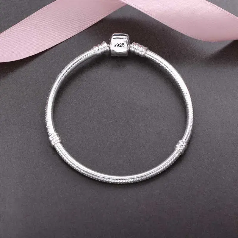 Thumbnail: Original 925 Sterling Silver Charm Bracelet – Smooth Snake Chain