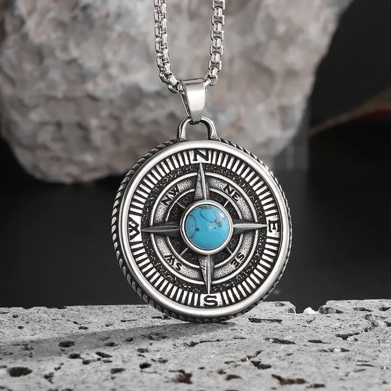Thumbnail: Quality Fashionable Medal Necklace Pendant Pirate Ship Compass Personality Men's