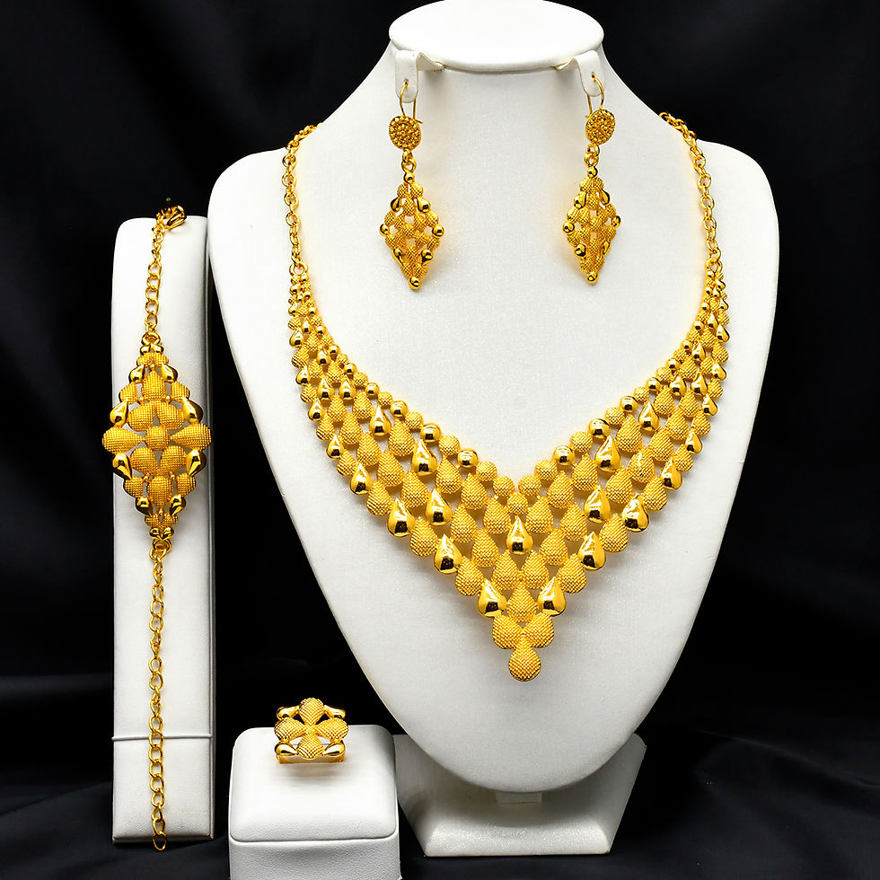 Thumbnail: France Luxury 24k Gold Color Jewelry Set For Women Dubai Bridal Wedding Necklace