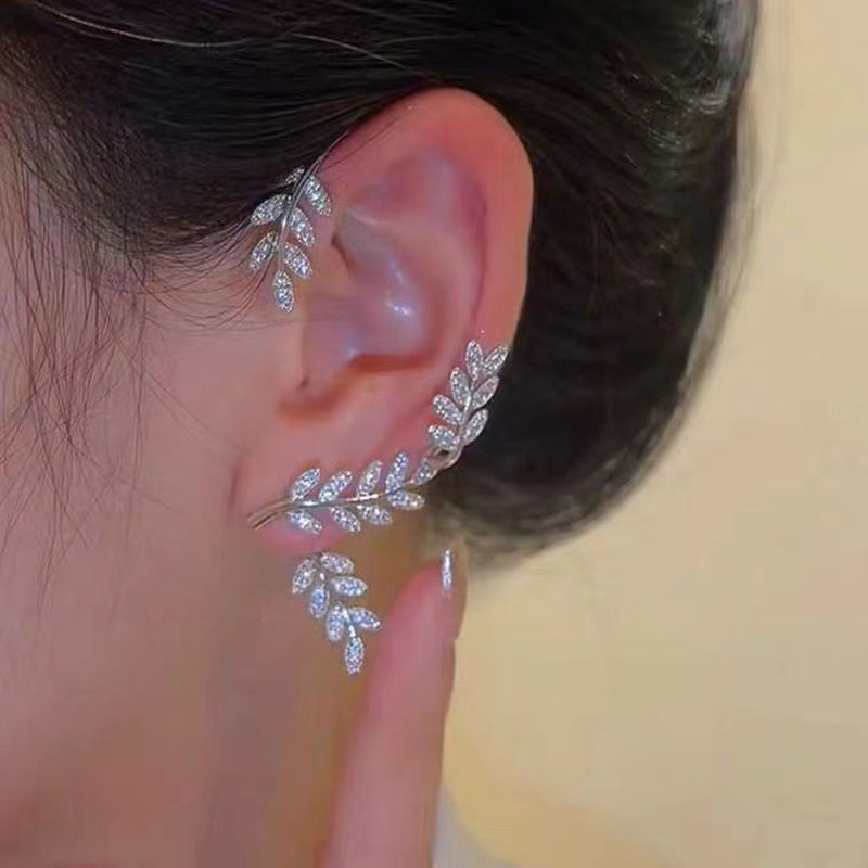 Thumbnail: Silver Plated Metal Leaf Butterfly Clip Earrings for Women Ear Clips Without Pie