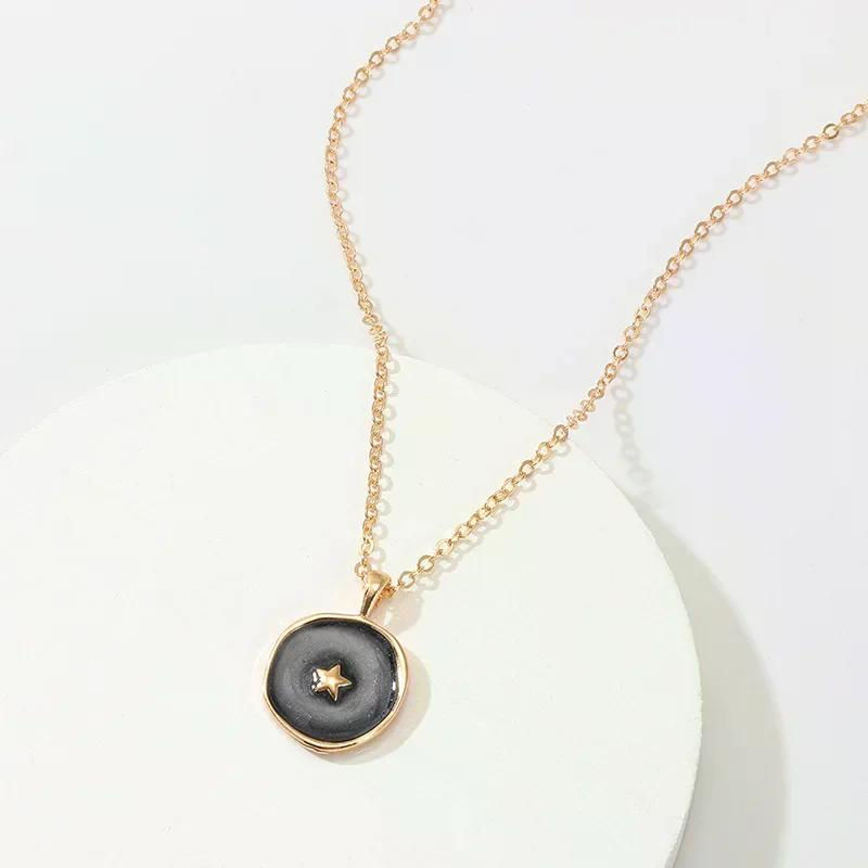 Thumbnail: Bohemian Geometric Irregular Enamel Necklace  for Women Colorful Moon Star Penda