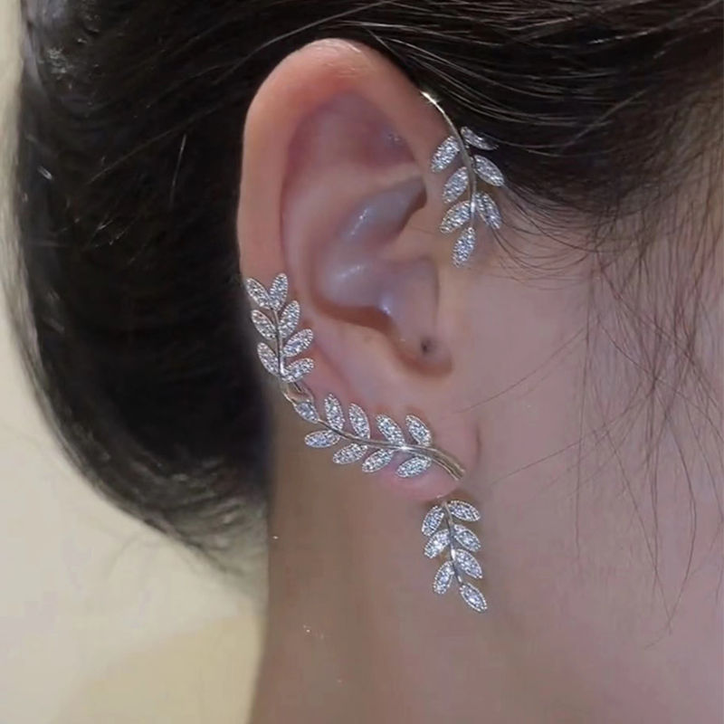 Thumbnail: Silver Plated Metal Leaf Butterfly Clip Earrings for Women Ear Clips Without Pie