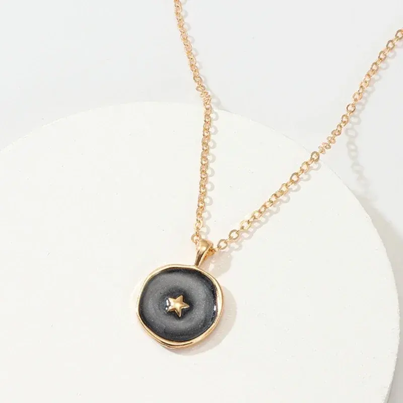 Thumbnail: Bohemian Geometric Irregular Enamel Necklace  for Women Colorful Moon Star Penda