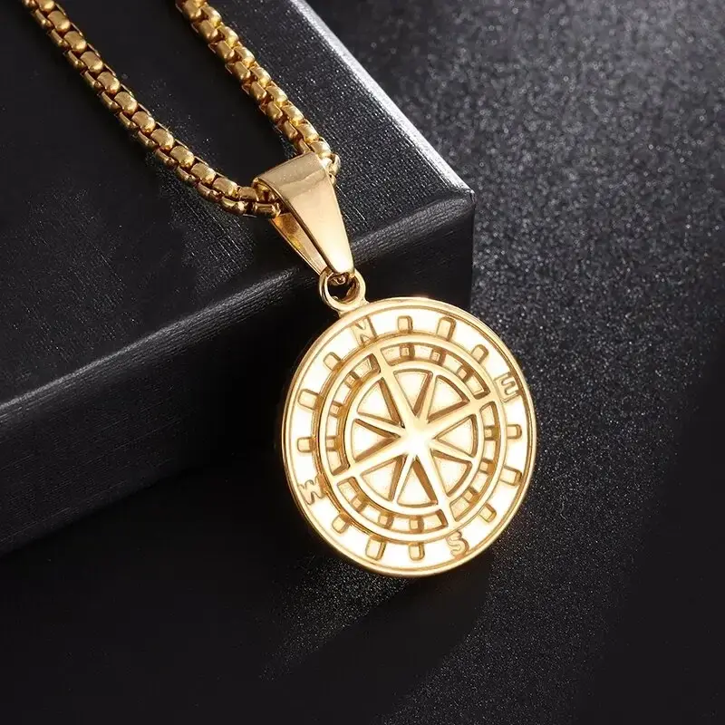 Thumbnail: Quality Fashionable Medal Necklace Pendant Pirate Ship Compass Personality Men's