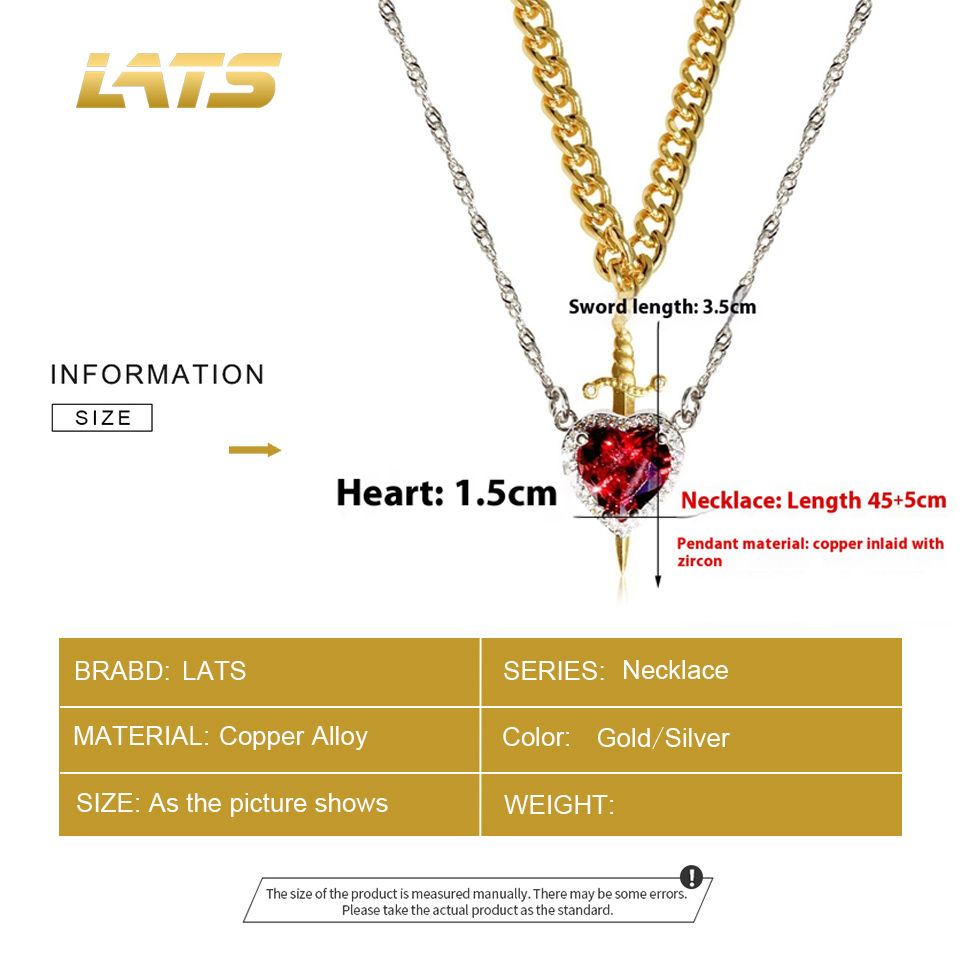 Thumbnail: Luxury Heart & Sword Pendant Necklace Set – Sparkling Crystal Jewelry
