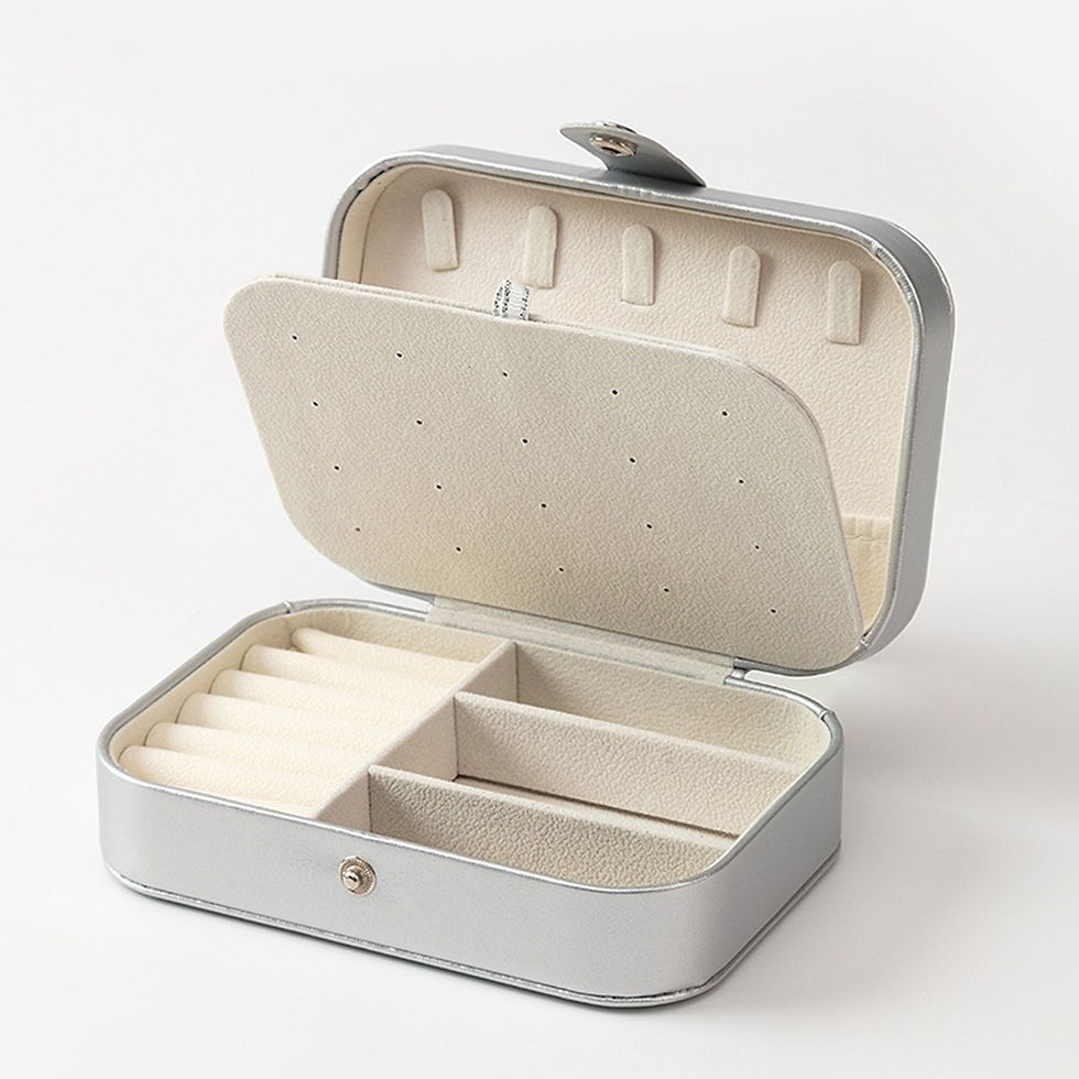 Thumbnail: Portable Multi-Compartment Jewelry Box with Velvet Lining - Travel-Friendly Pink