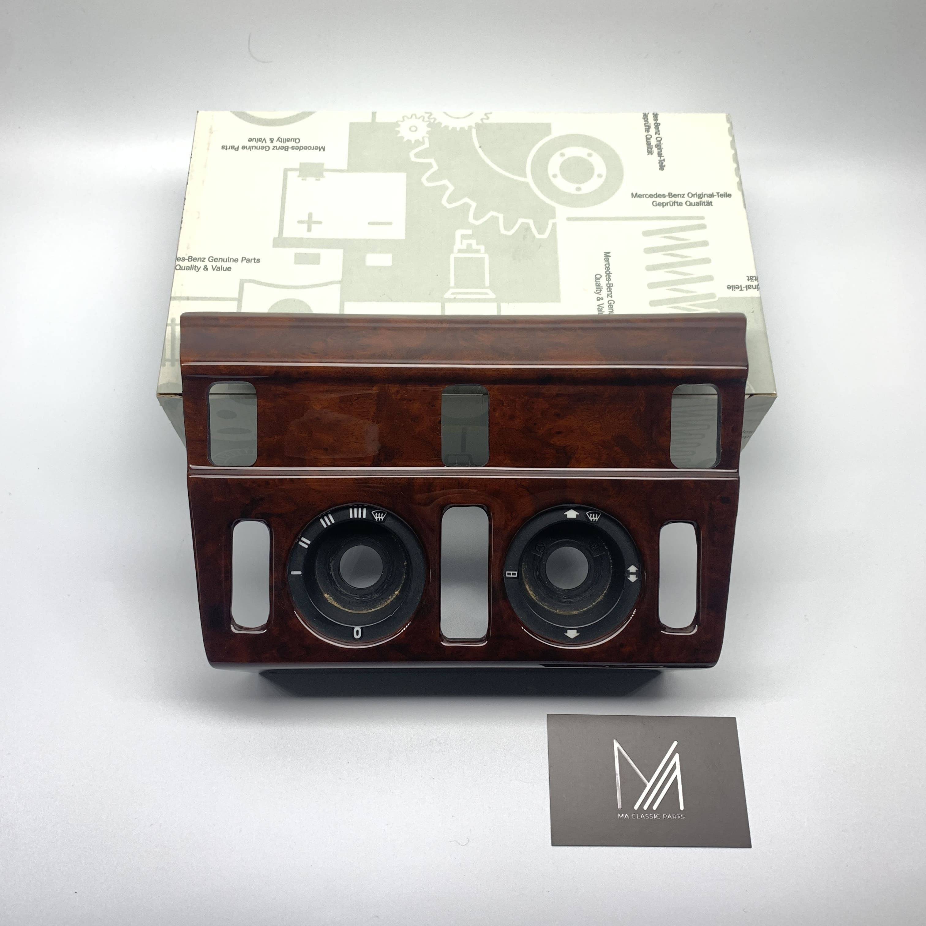 Original Mercedes Benz W124 Klimabedienteil Wurzelholz (3 Ausfräsungen) burl wood rootwood climate control panel
