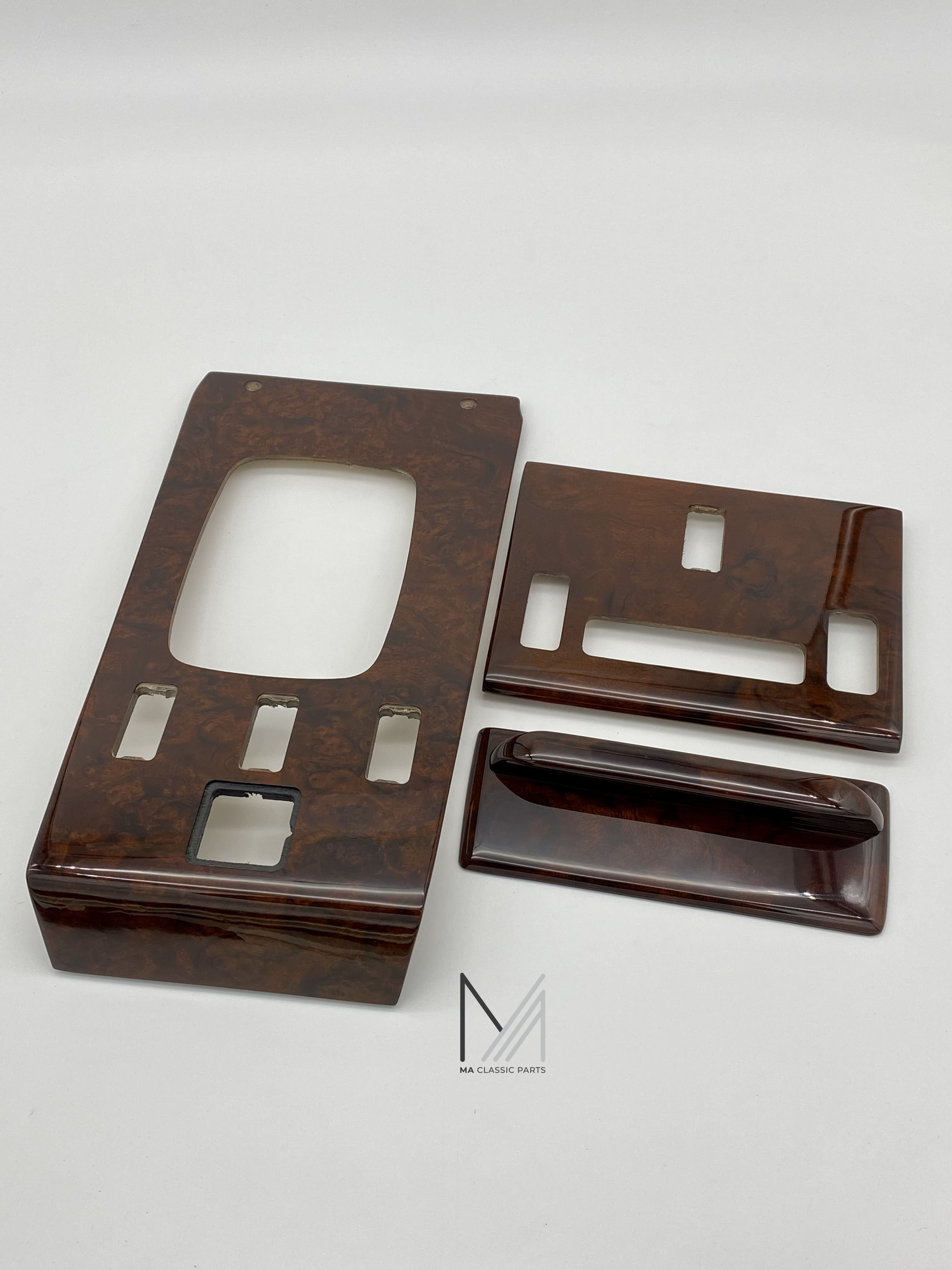 Wurzelholz Set für Mercedes Benz R107 W107 1981-1985 Klimaautomatik NEU new burl wood root wood console set