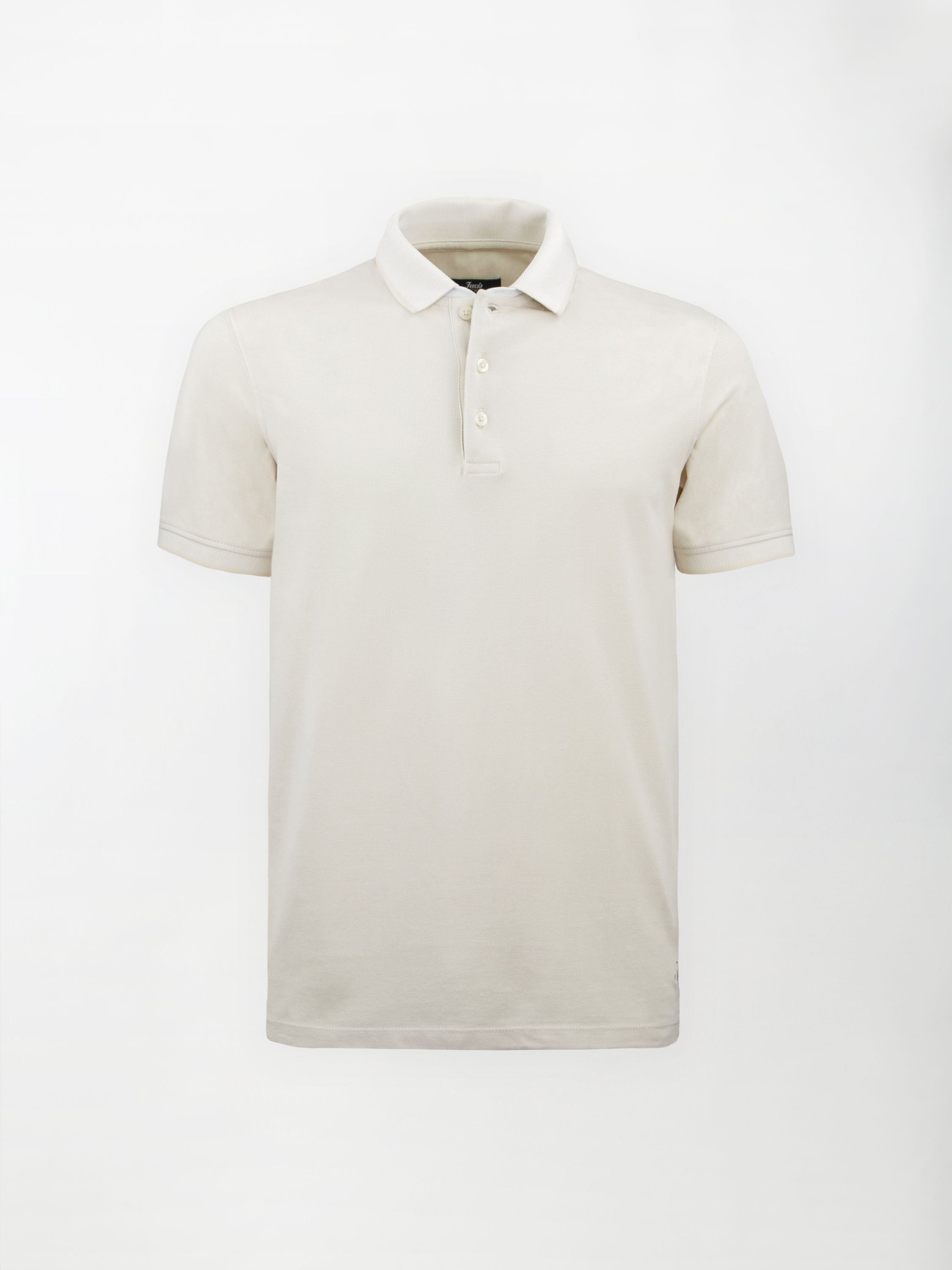 Polo in cotone piquet con inserto su collo e maniche - color Beige