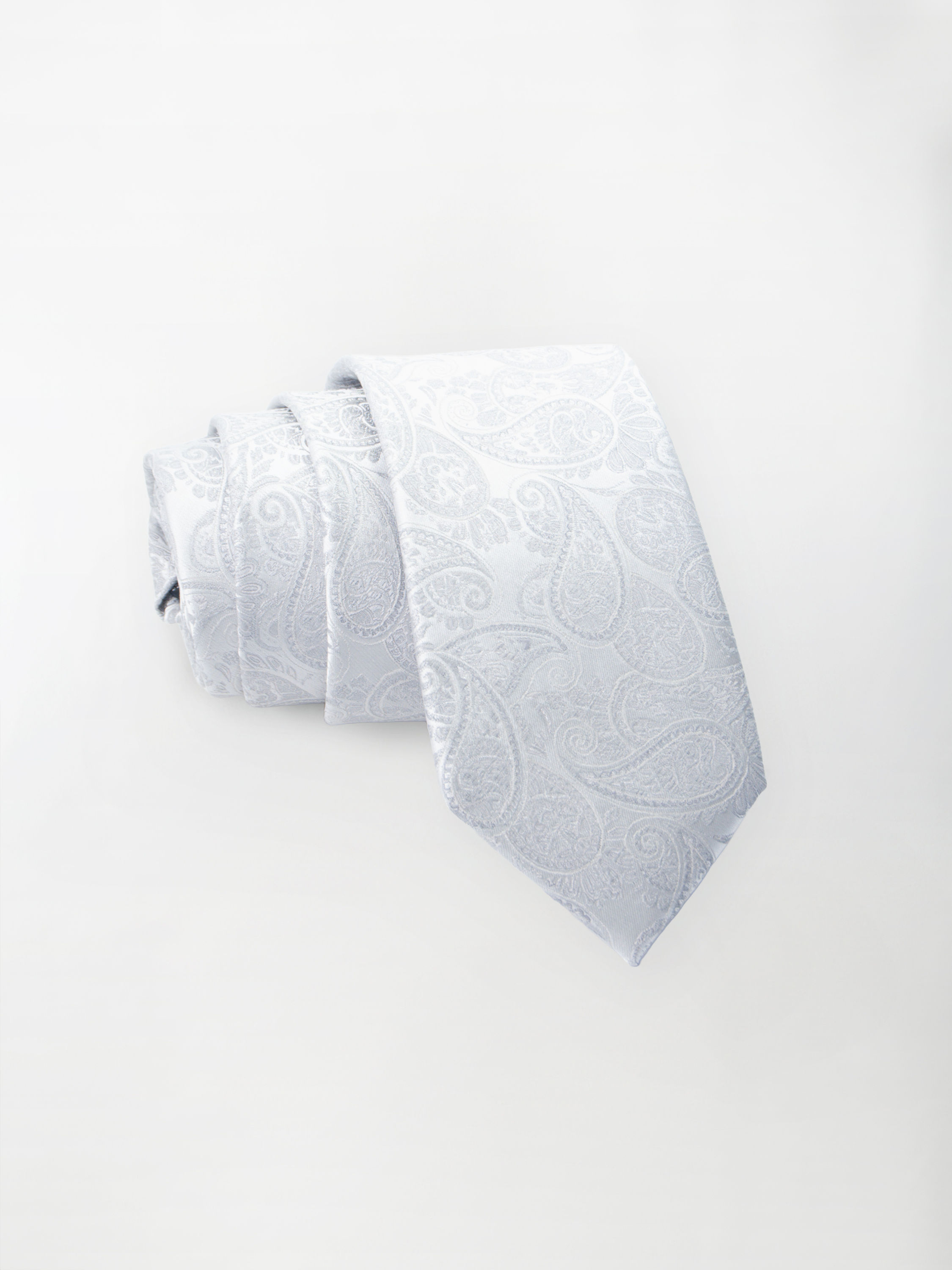 Cravatta trama Damascato Cashmere - color Grigio perla