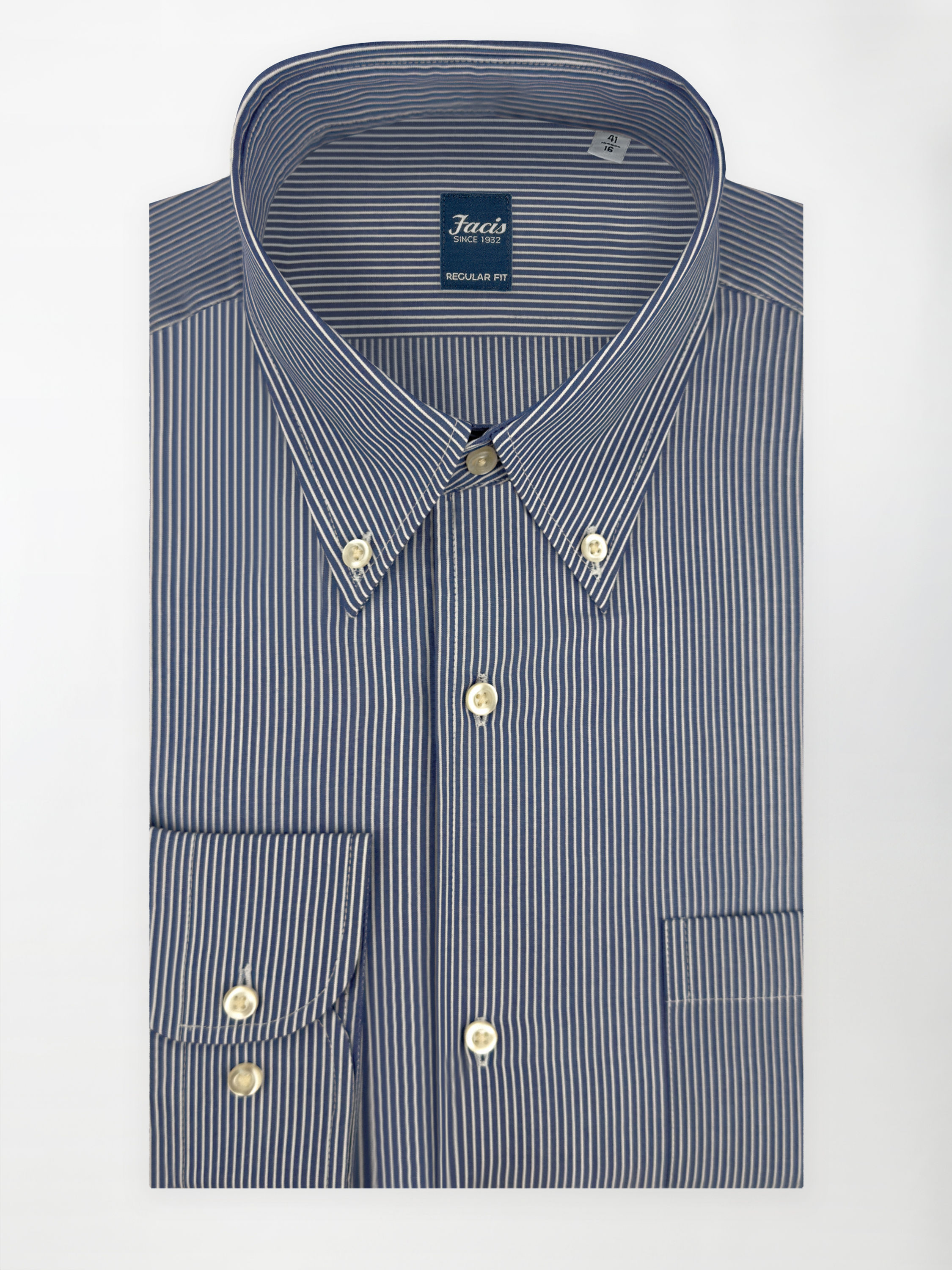 Camicia a righe alternate Collo button-down - Color Blu e Bianco - Regular Fit