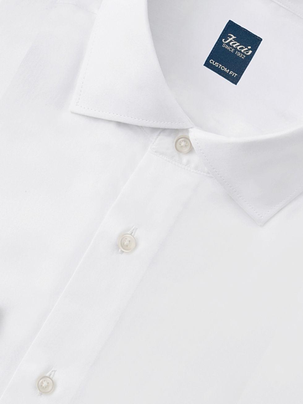 Miniatura: Camicia Collo Francese Color Bianco - Custom Fit - Cotone Popeline