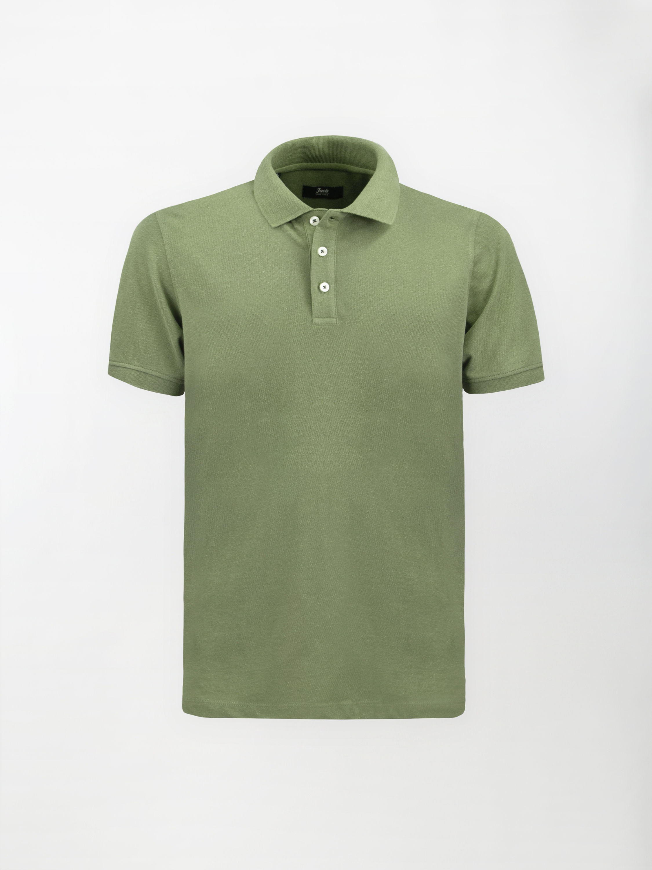 Polo leggera in cotone e lino - color Verde militare