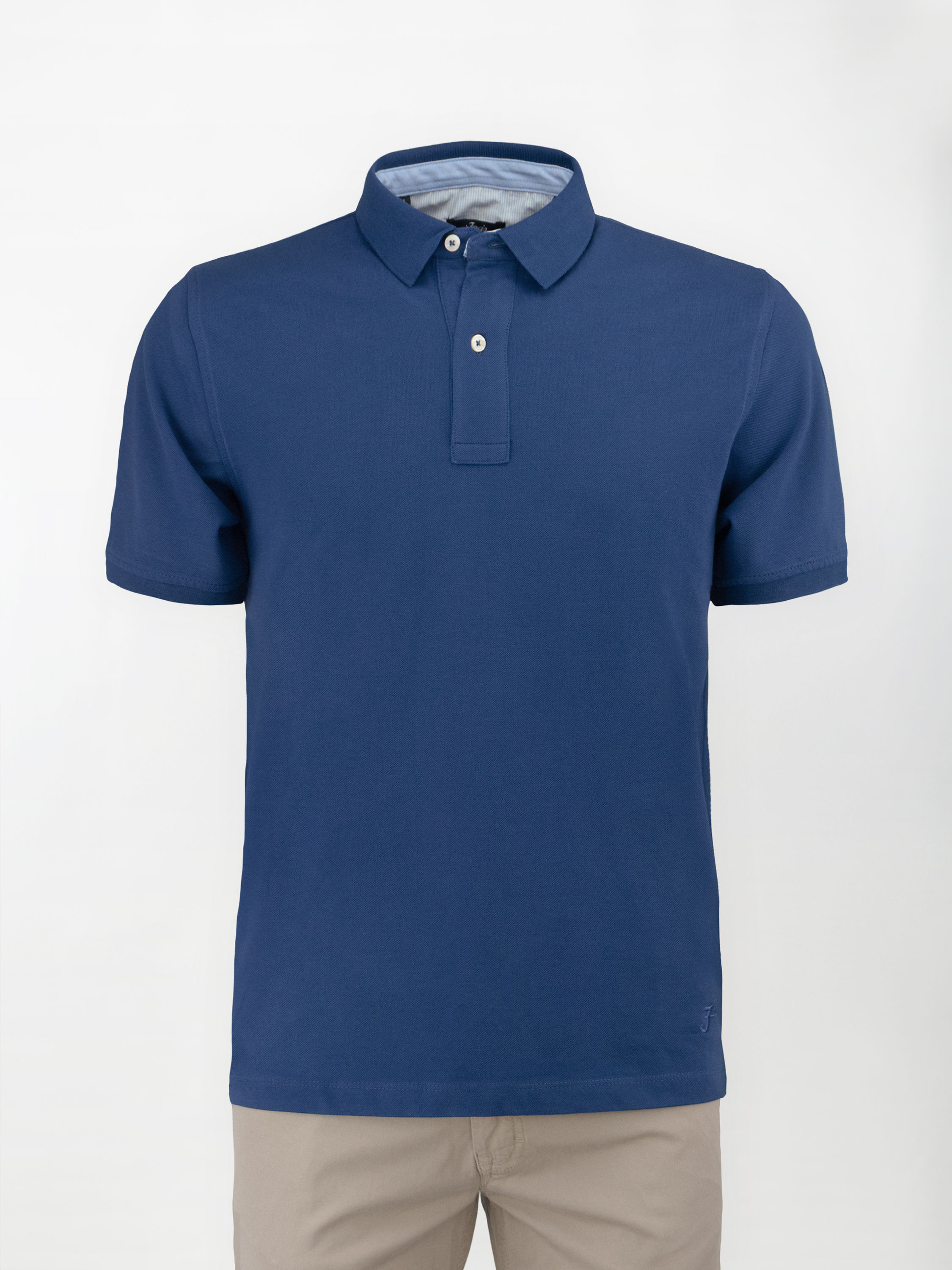 Polo in cotone Piquet - color Blu print in tinta unita