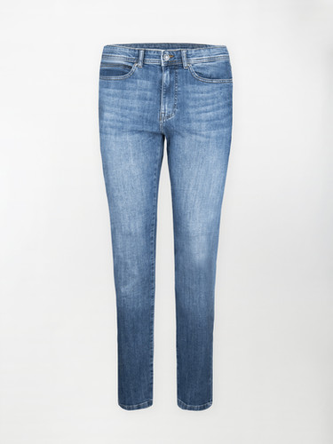 Jeans A Gamba Larga E Vita Media Con Cintura - Indaco - Donna - Foto 8