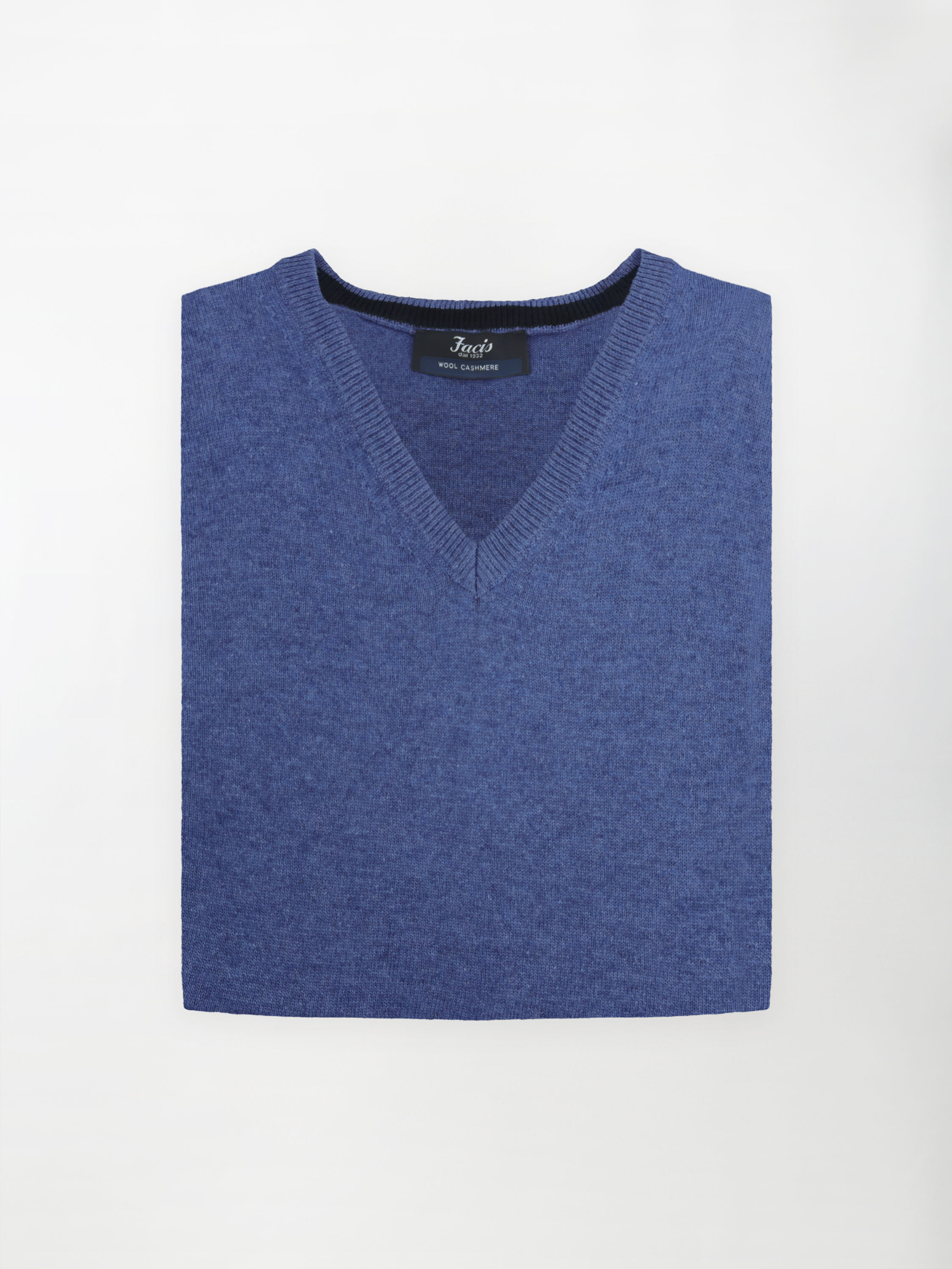 Maglia Scollo a V Blu Zaffiro in misto Cashmere