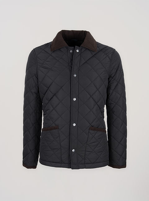 Giacca Trapuntata Nera con Collo Camicia in Velluto Facis 1932