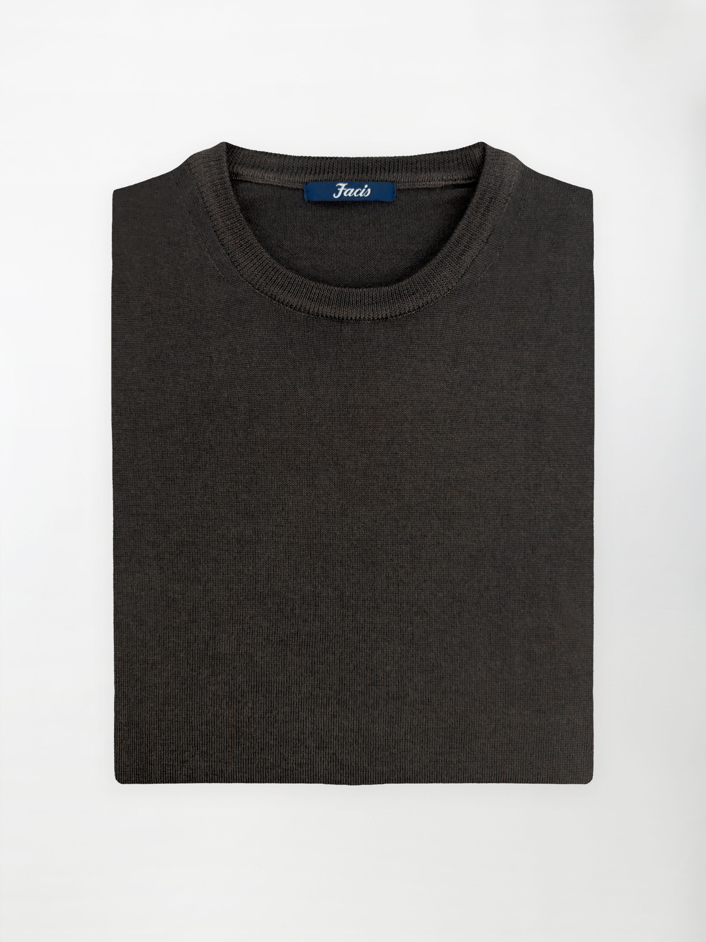 Maglia in Puro Merino Acidato color Fango - Finiture effetto slavato