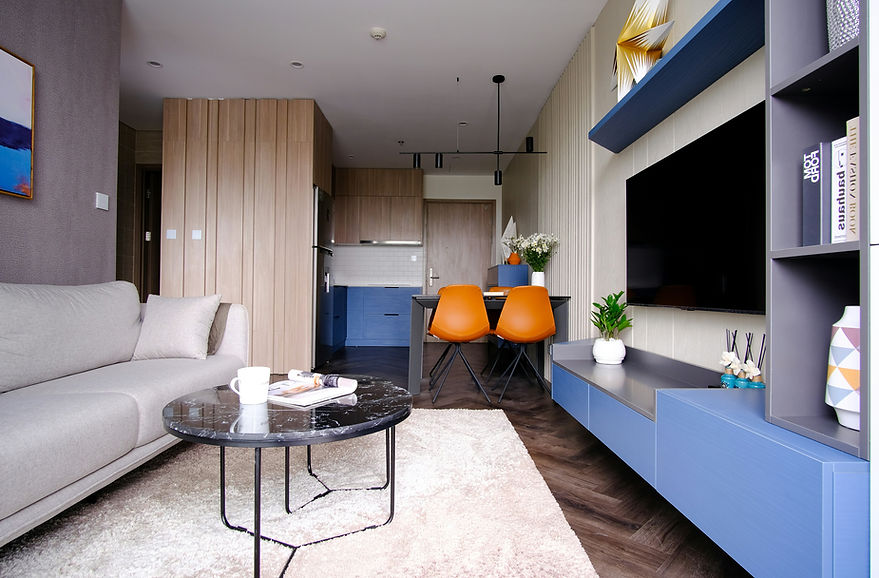 Modern living room with furniture and decor. Property Analysis for sale.